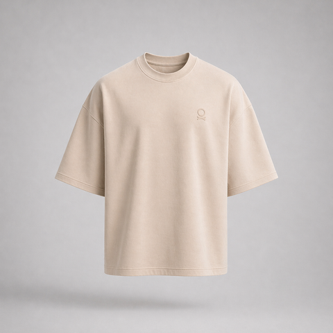 Beige Solid T-Shirt Women