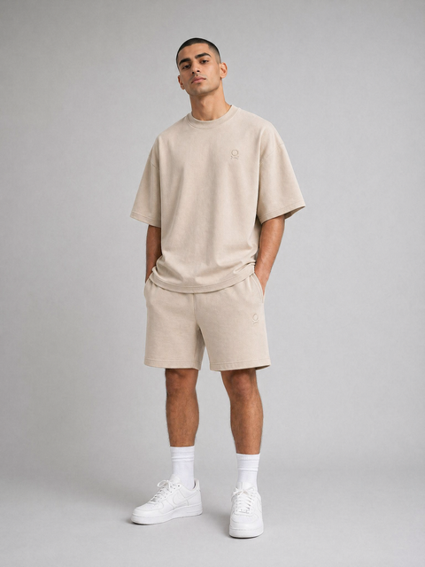 Beige Solid T-Shirt